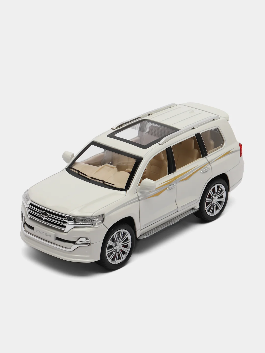 Прозрачный машина металлическая Toyota Land Cruiser полиция, инерционная, с озвучкой, 20 см