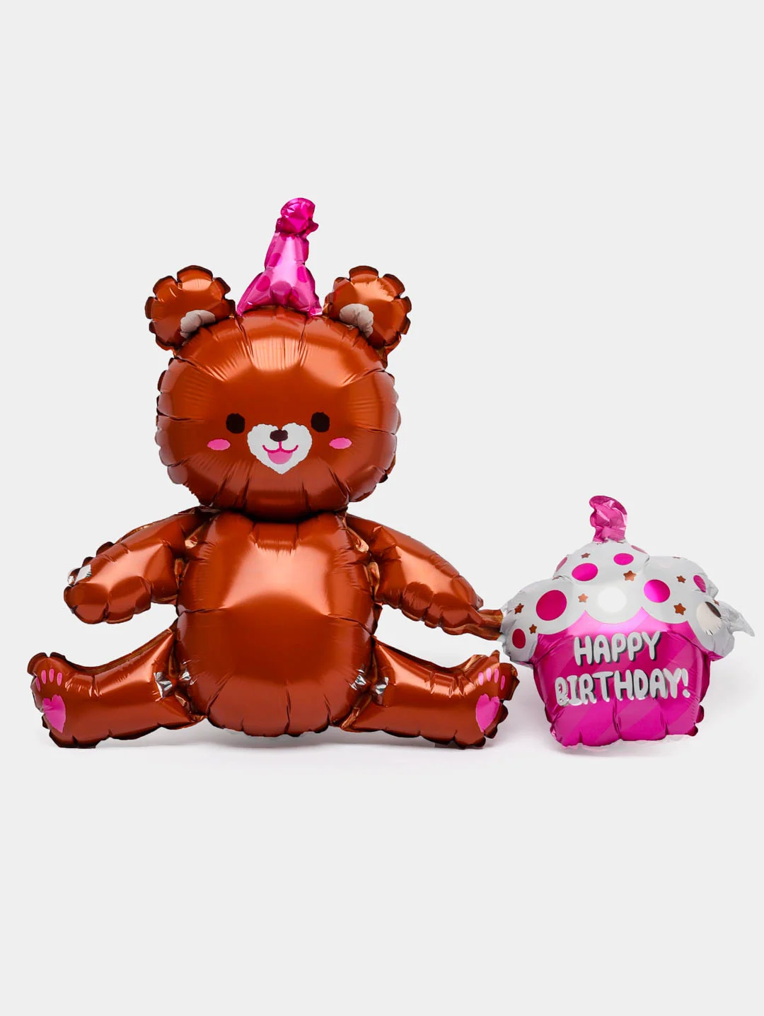 Коричневый воздушный шарик мишка Happy Birthday, красивый 60х60