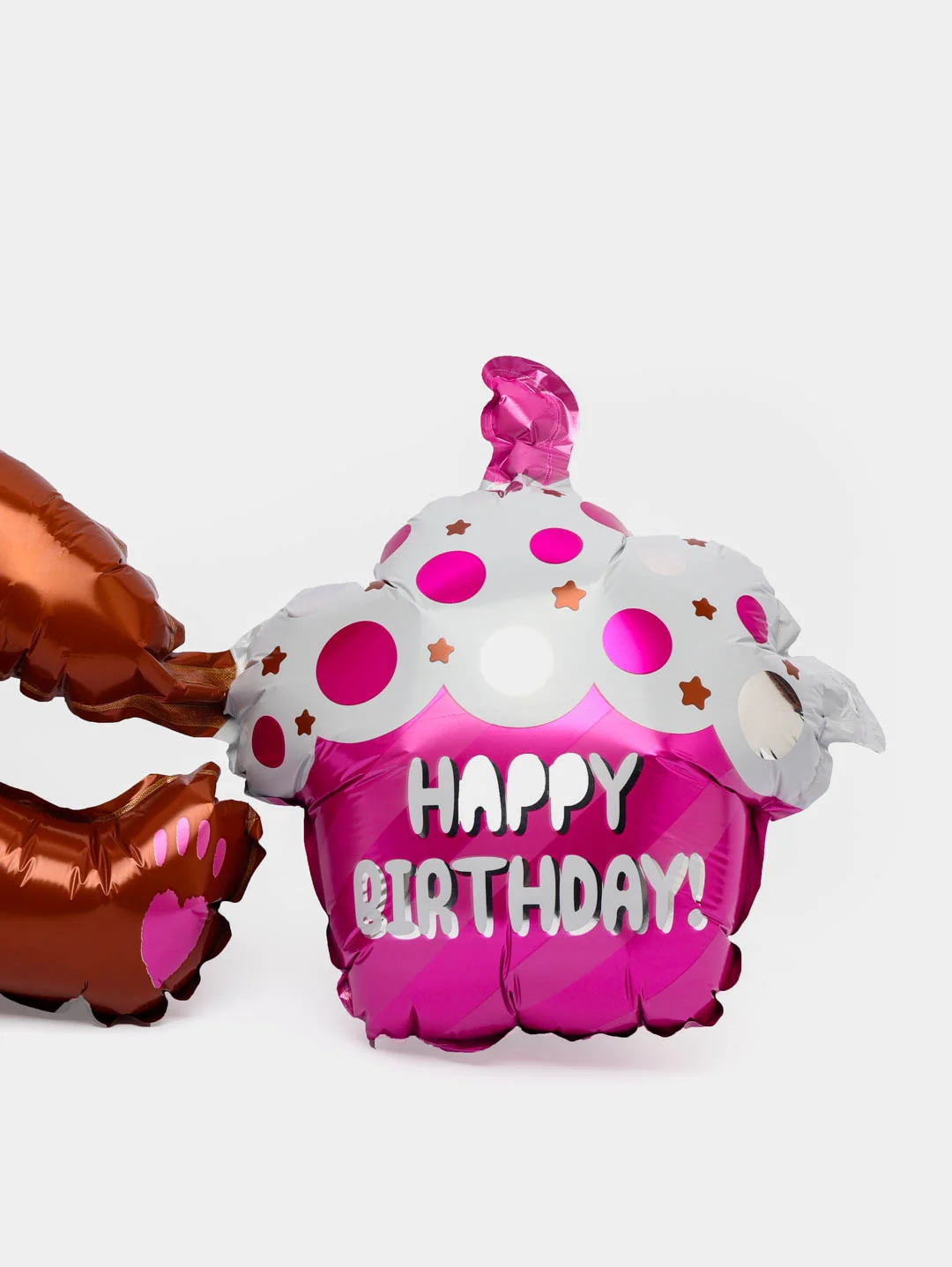 Коричневый воздушный шарик мишка Happy Birthday, красивый 60х60