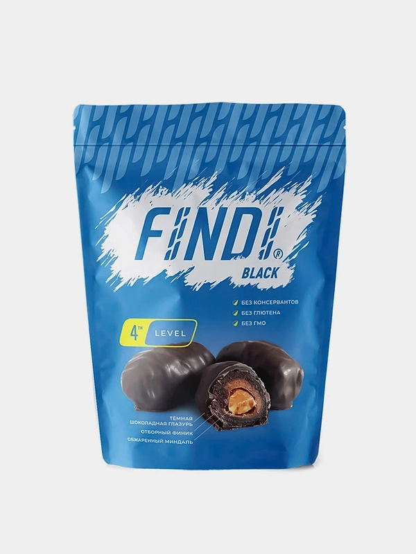 Финики с миндалем Findi Black, в шоколадной глазури, 150 г