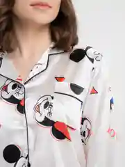 Белый пижама женская, атласная, со штанами