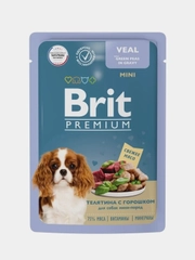 Корм влажный Brit Premium для собак мини пород, телятина с зеленым горошком в соусе, 85г