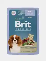 Корм влажный Brit Premium для собак мини пород, телятина с зеленым горошком в соусе, 85г