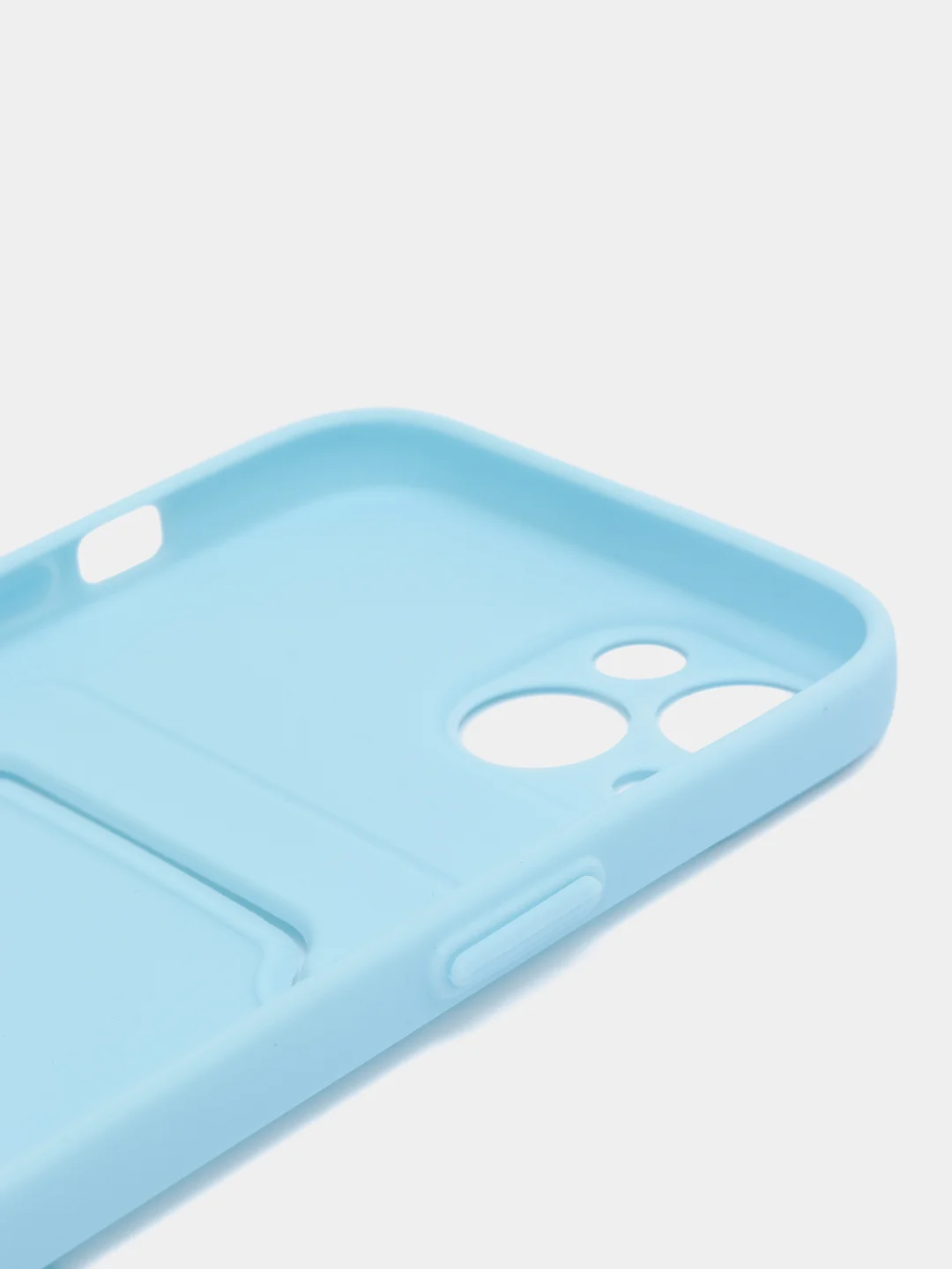 Голубой чехол для iPhone 12, 13, Pro Max, 7, 8, SE 2020 с карманом для карт защита камеры динамика