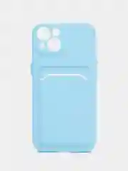 Голубой чехол для iPhone 12, 13, Pro Max, 7, 8, SE 2020 с карманом для карт защита камеры динамика