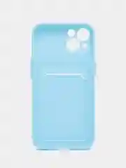 Голубой чехол для iPhone 12, 13, Pro Max, 7, 8, SE 2020 с карманом для карт защита камеры динамика