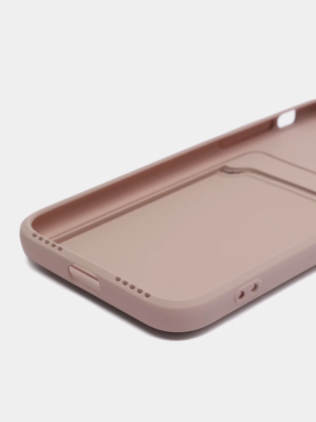 Бежевый чехол для iPhone 12, 13, Pro Max, 7, 8, SE 2020 с карманом для карт защита камеры динамика