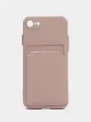 Бежевый чехол для iPhone 12, 13, Pro Max, 7, 8, SE 2020 с карманом для карт защита камеры динамика