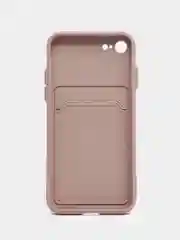 Бежевый чехол для iPhone 12, 13, Pro Max, 7, 8, SE 2020 с карманом для карт защита камеры динамика