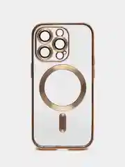 Золотой чехол на iPhone MagSafe прозрачный, силиконовый, бампер. Чехол для телефона iPhone 13, 12