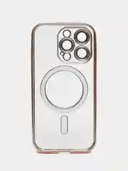 Золотой чехол на iPhone MagSafe прозрачный, силиконовый, бампер. Чехол для телефона iPhone 13, 12