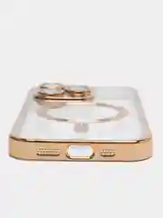 Золотой чехол на iPhone MagSafe прозрачный, силиконовый, бампер. Чехол для телефона iPhone 13, 12