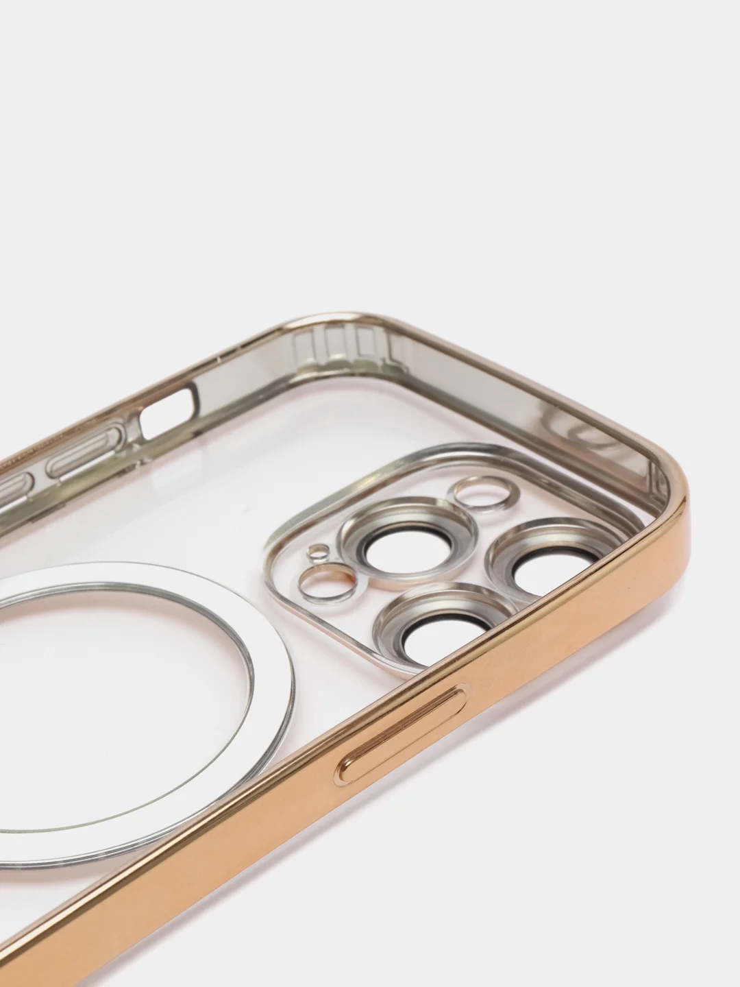 Золотой чехол на iPhone MagSafe прозрачный, силиконовый, бампер. Чехол для телефона iPhone 13, 12