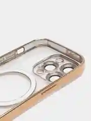 Золотой чехол на iPhone MagSafe прозрачный, силиконовый, бампер. Чехол для телефона iPhone 13, 12