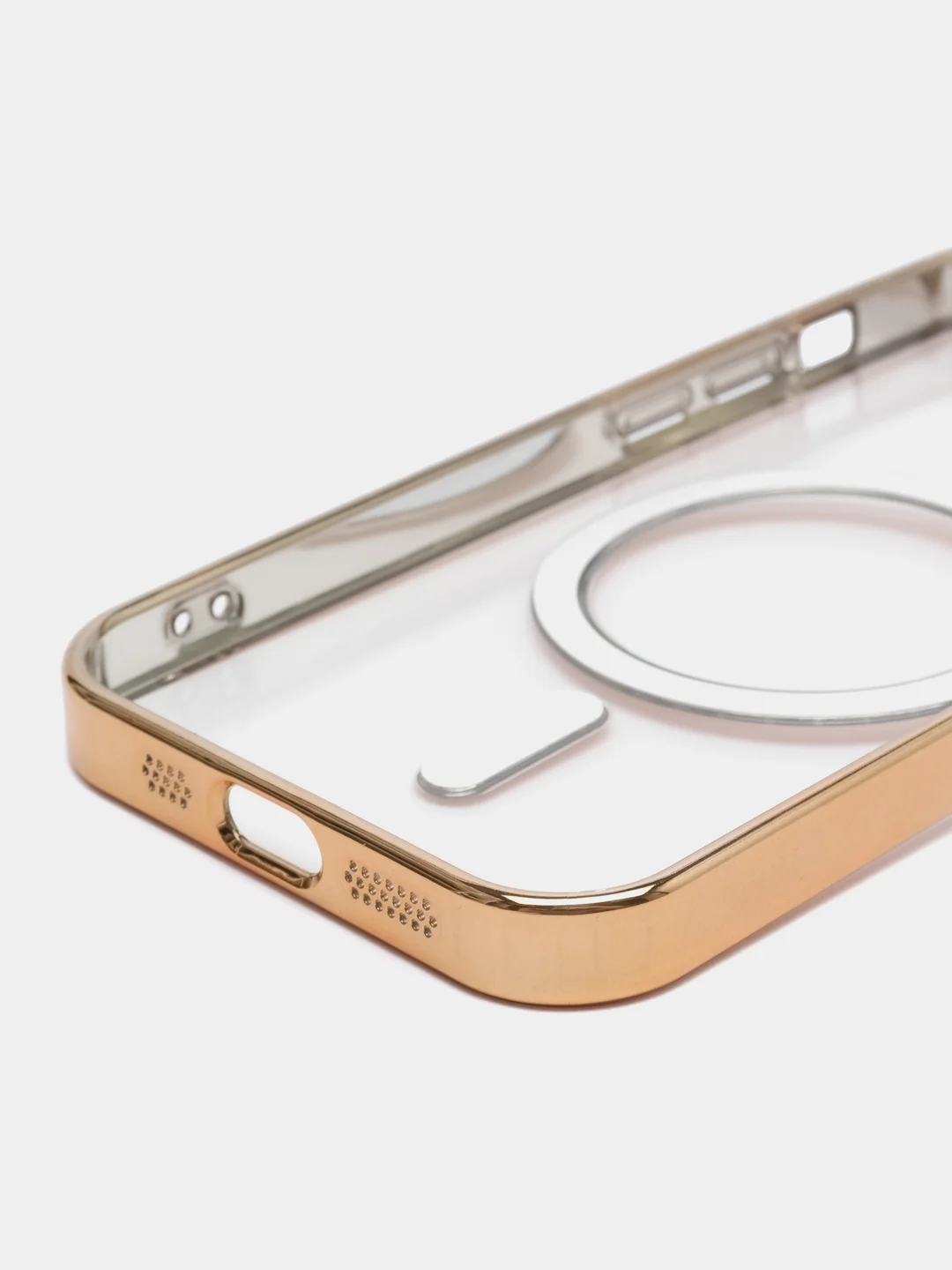Золотой чехол на iPhone MagSafe прозрачный, силиконовый, бампер. Чехол для телефона iPhone 13, 12
