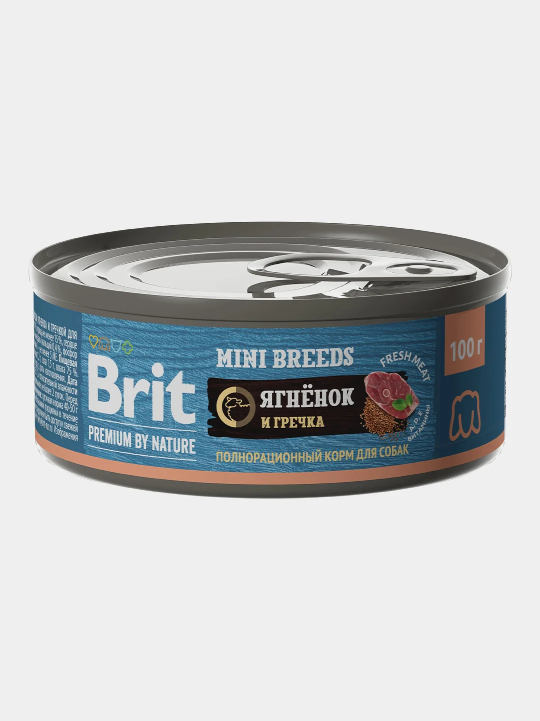 Корм влажный Brit Premium для собак мелких пород, ягненок и гречка, 100г *12шт