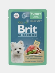 Корм влажный Brit Premium для щенков мини пород, индейка с яблоком в соусе, 85г