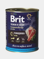 Корм влажный Brit Premium для взрослых собак всех пород, с говядиной и рисом, 850г