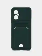 Тёмно-зелёный чехол XIAOMI POCO M4 5g / POCO M5 с защитой камеры и карманом для карты