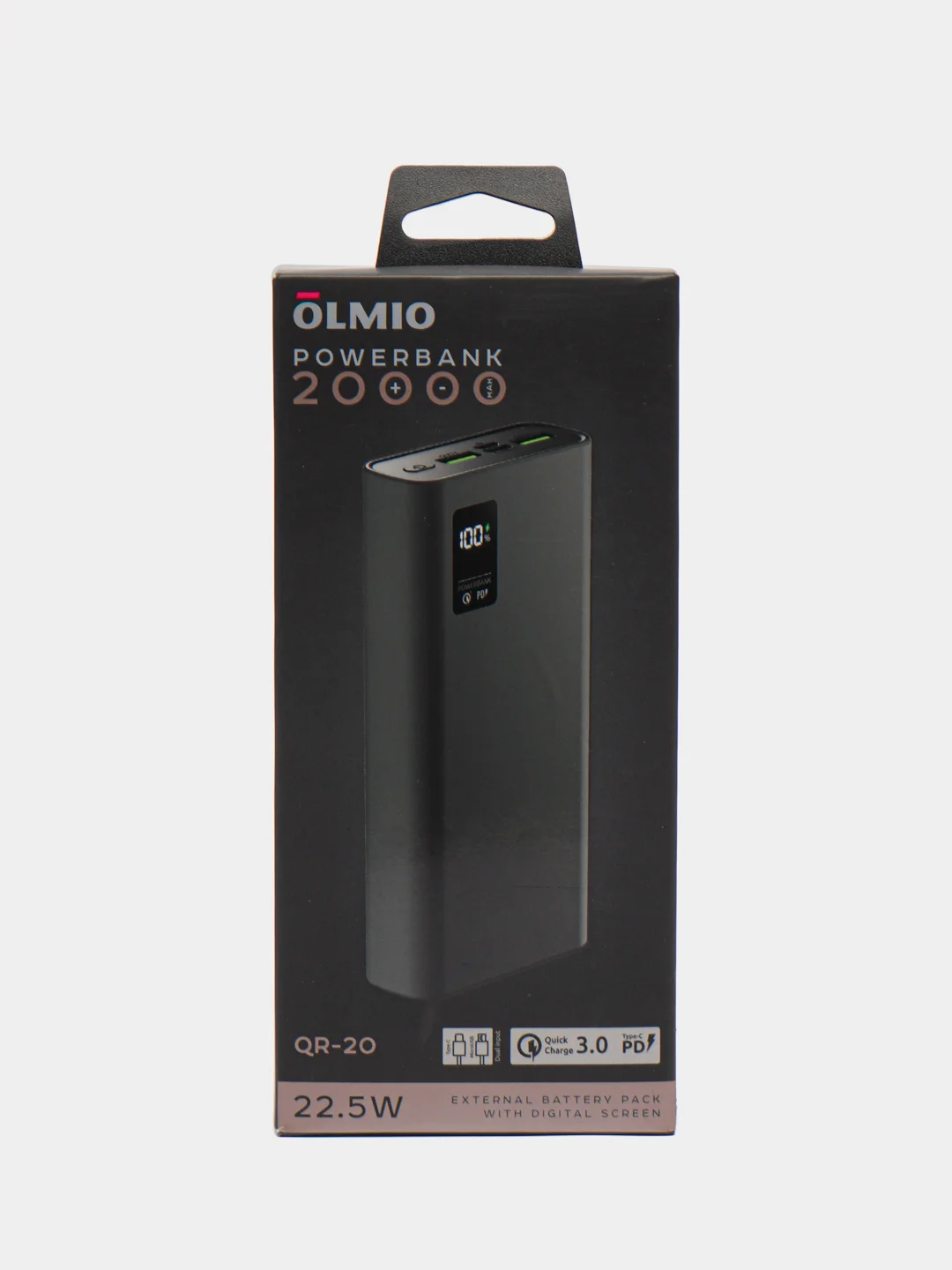 Серый внешний аккумулятор OLMIO QR-20