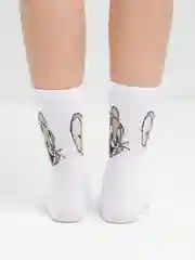 Серебряный носки женские, с принтом