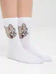 Серебряный носки женские, с принтом