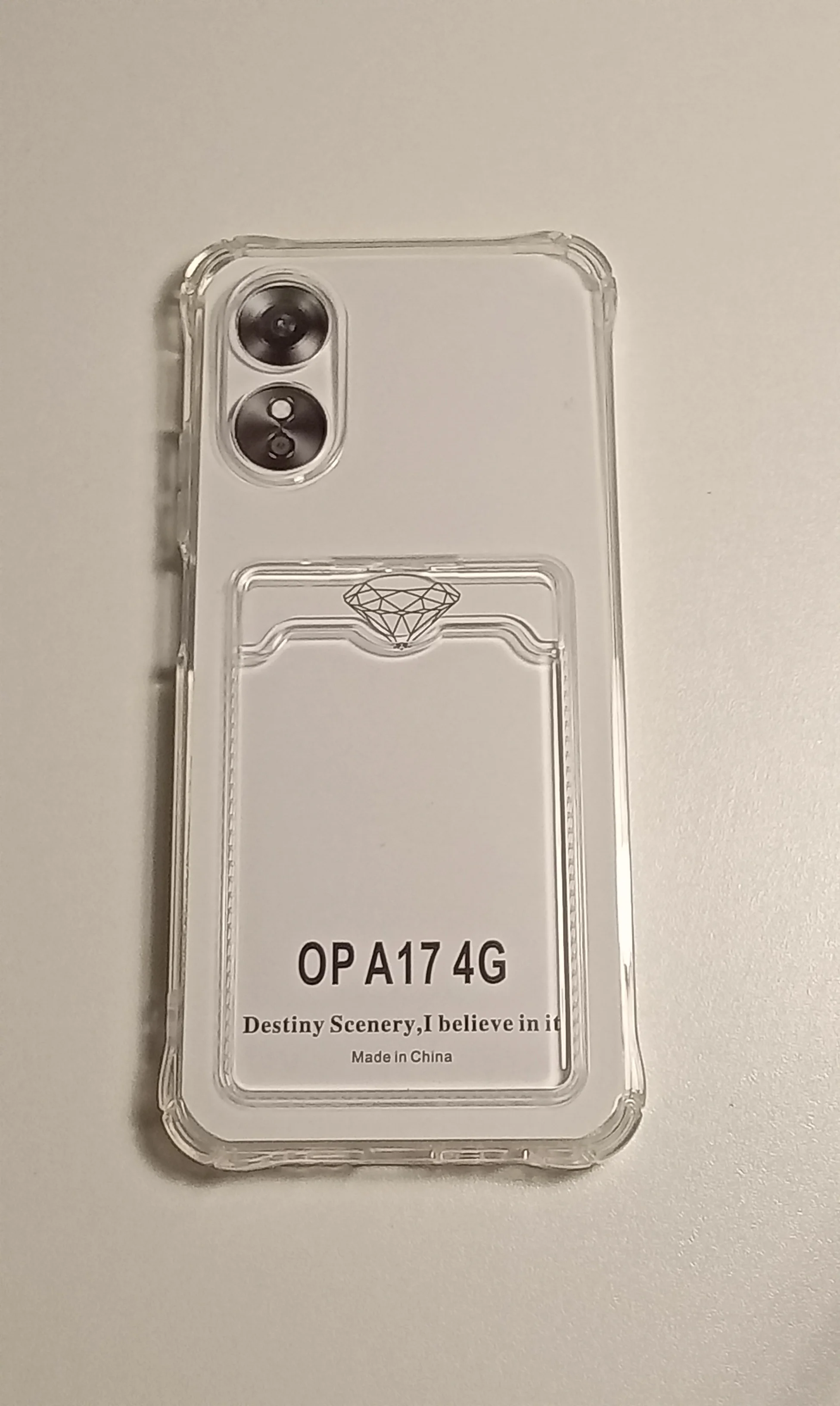 Прозрачный чехол для OPPO A18 / OPPO A38 / A17 с защитой камеры и карманом для карты, усиленные углы