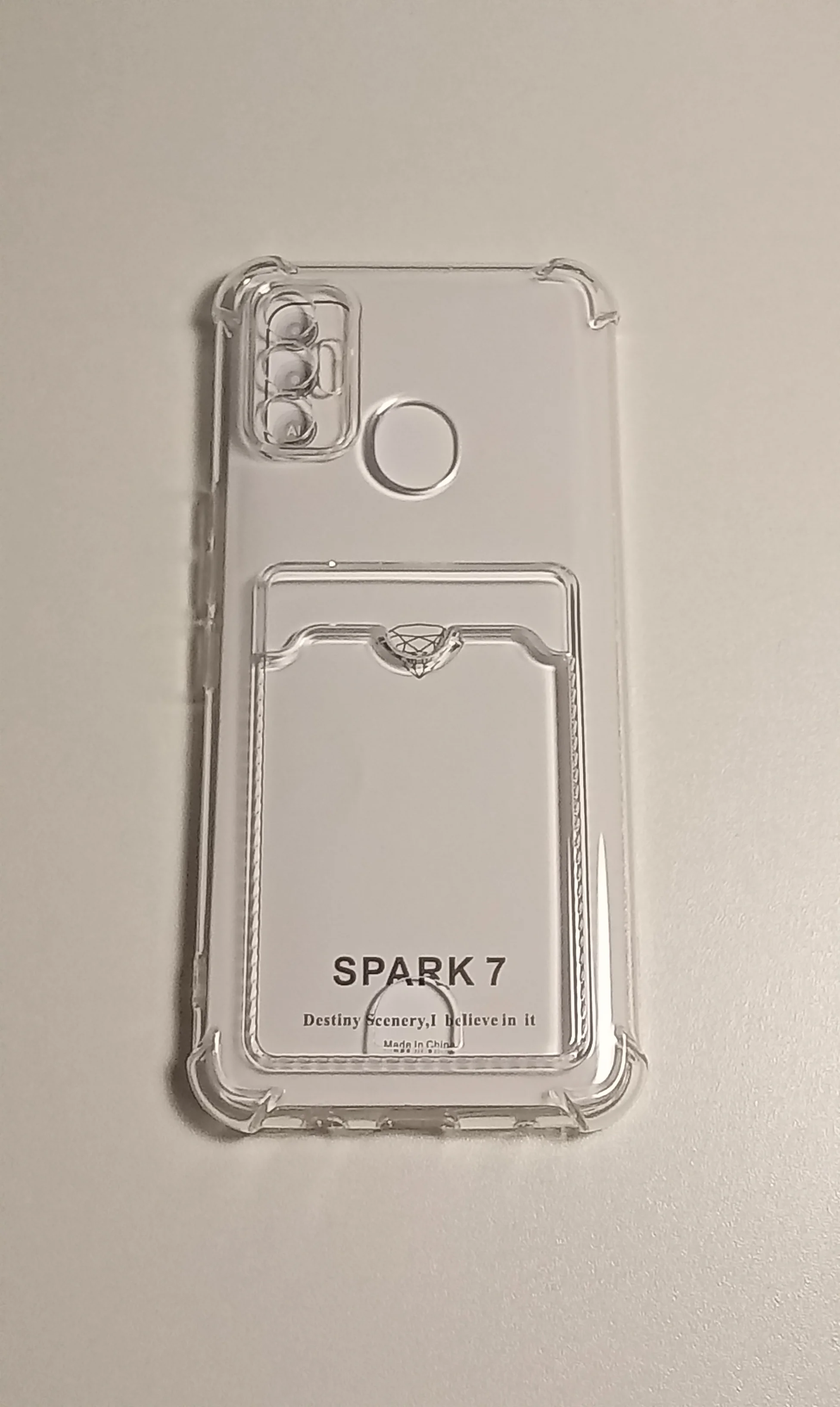 Белый чехол с отделением для пластиковой карточки TECNO SPARK 7