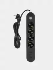 Черный сетевой фильтр с USB 4 розетки и 3 USB CX-E104 1.6 м, удлинитель электрический
