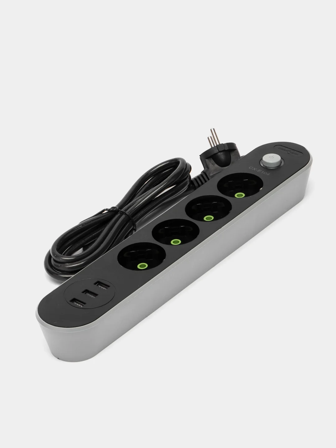 Черный сетевой фильтр с USB 4 розетки и 3 USB CX-E104 1.6 м, удлинитель электрический