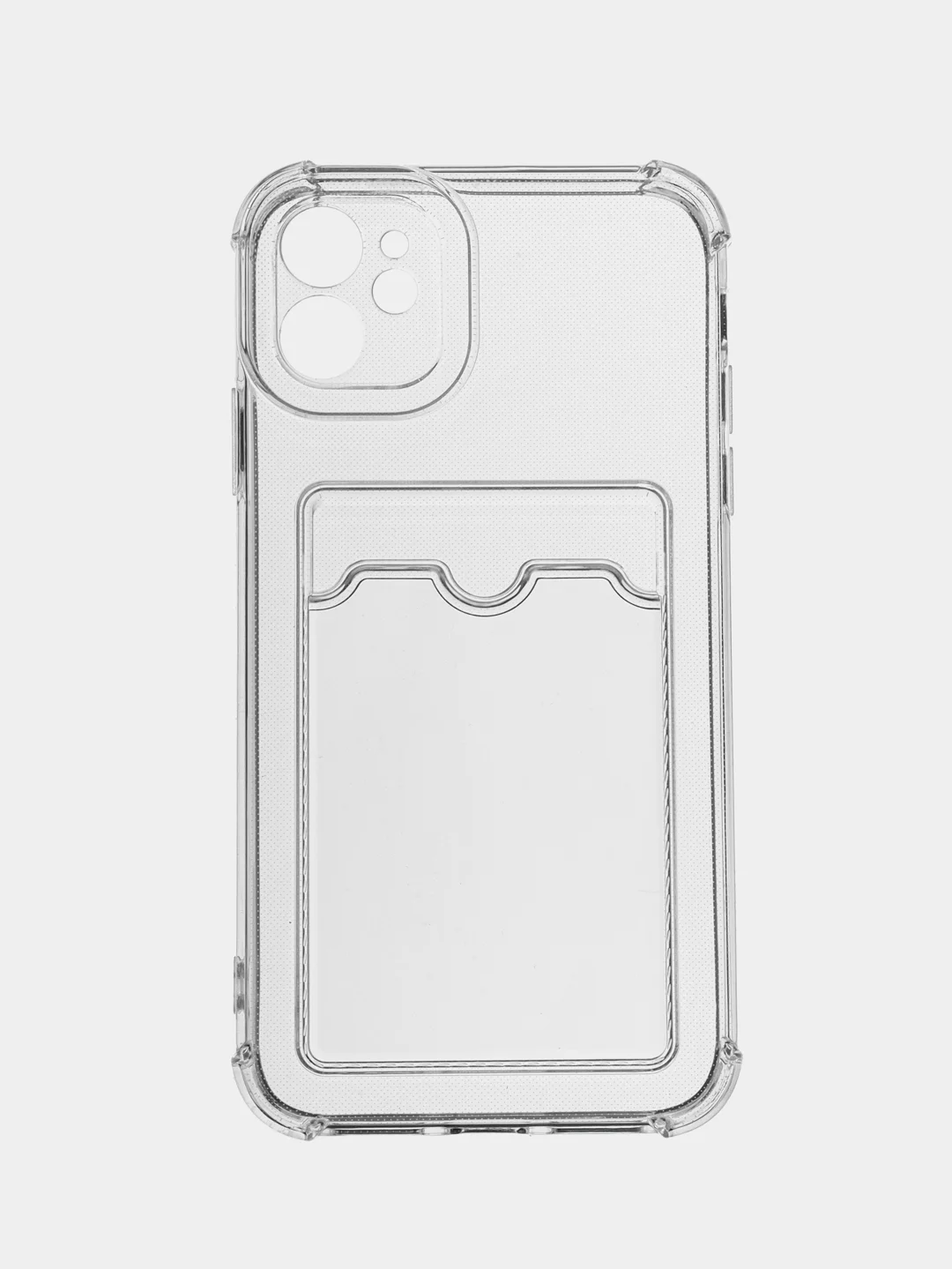Прозрачный чехол iPhone 15/14/13/12/11/Pro/Max/Plus/Mini/XR/Xs/6/8/7SE с карманом для карт прозрачный