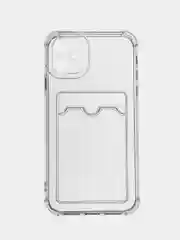 Прозрачный чехол iPhone 15/14/13/12/11/Pro/Max/Plus/Mini/XR/Xs/6/8/7SE с карманом для карт прозрачный
