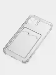 Прозрачный чехол iPhone 15/14/13/12/11/Pro/Max/Plus/Mini/XR/Xs/6/8/7SE с карманом для карт прозрачный