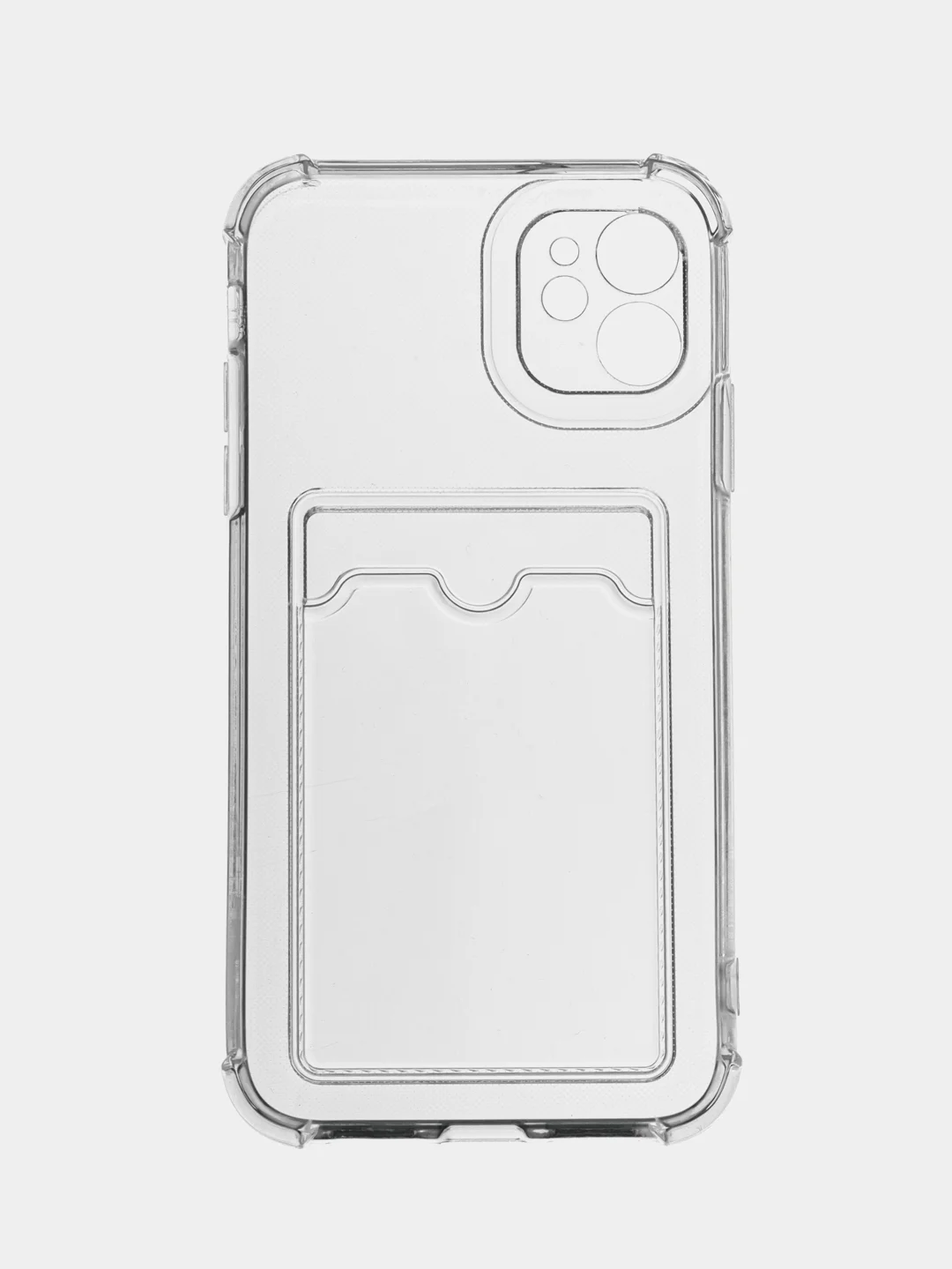 Прозрачный чехол iPhone 15/14/13/12/11/Pro/Max/Plus/Mini/XR/Xs/6/8/7SE с карманом для карт прозрачный