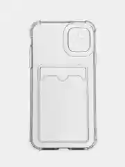 Прозрачный чехол iPhone 15/14/13/12/11/Pro/Max/Plus/Mini/XR/Xs/6/8/7SE с карманом для карт прозрачный