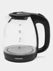 Чайник SONNEN KT-1786, 1,7л, 2200Вт, закрытый нагревательный элемент, стекло, 453422