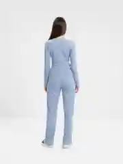 Голубой костюм женский лапша, на запах, двойка SHARMIN