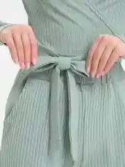 Мятный костюм женский лапша, на запах, двойка SHARMIN
