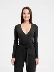 Черный костюм женский лапша, на запах, двойка SHARMIN
