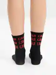 Черный женские носки, цветные, с надписью, средней длинны, 5 цветов
