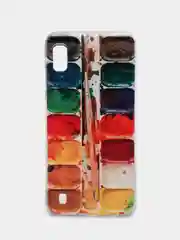Бордовый силиконовый чехол на Samsung Galaxy A10 / Самсунг А10 прозрачный с рисунком, защита камеры