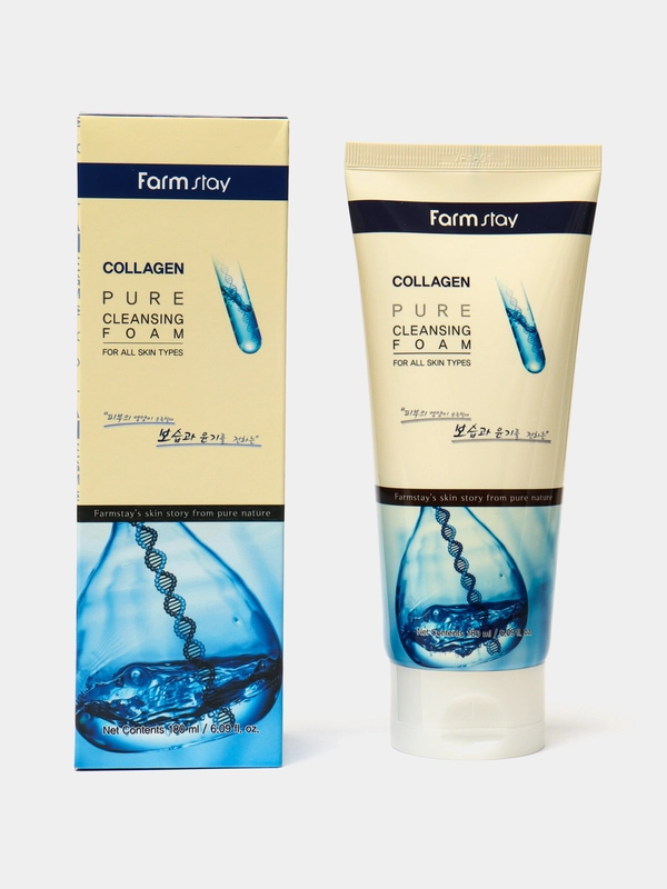 FarmStay / Коллагеновая пенка для умывания  Collagen Pure Cleansing Foam, 180 мл