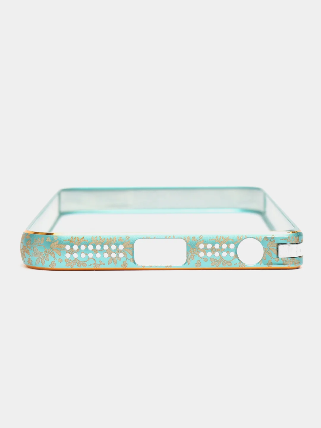 Тёмно-бирюзовый бампер алюминиевый для iPhone 5 / 5S / SE, с узором