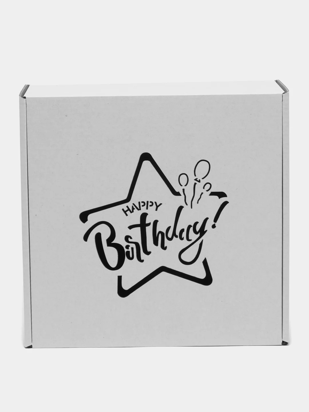 Белый коробка картонная "Happy Birthday",20х20х10см, микрогофрокартон Т24Е