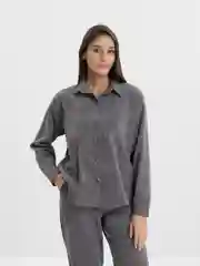 Серый костюм женский спортивный вельветовый, рубашка и брюки SHARMIN