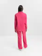 Розовый костюм женский спортивный вельветовый, рубашка и брюки SHARMIN