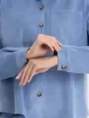 Голубой костюм женский спортивный вельветовый, рубашка и брюки SHARMIN