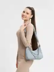 Голубой сумка женская, с цепочкой, через плечо