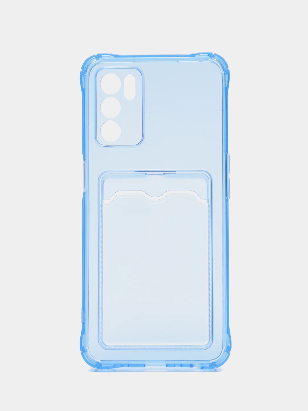 Светло-синий чехол OPPO A16, A17, Realme C30, C31, Realme C33, C35 противоударный с каманом под карту