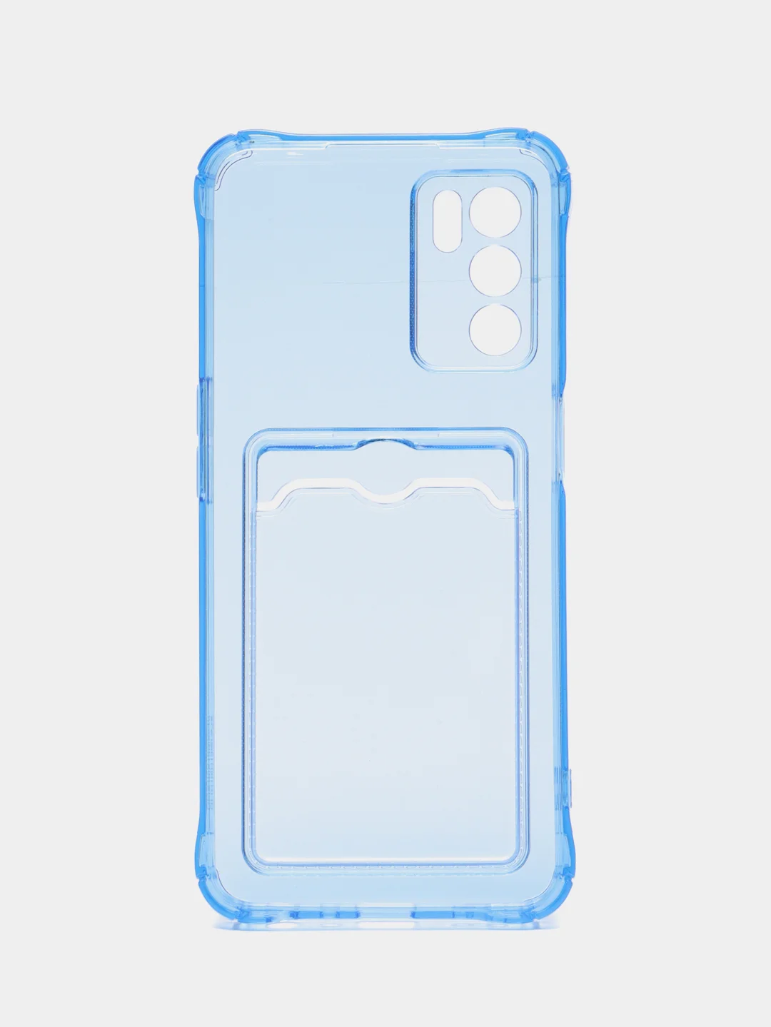 Светло-синий чехол OPPO A16, A17, Realme C30, C31, Realme C33, C35 противоударный с каманом под карту